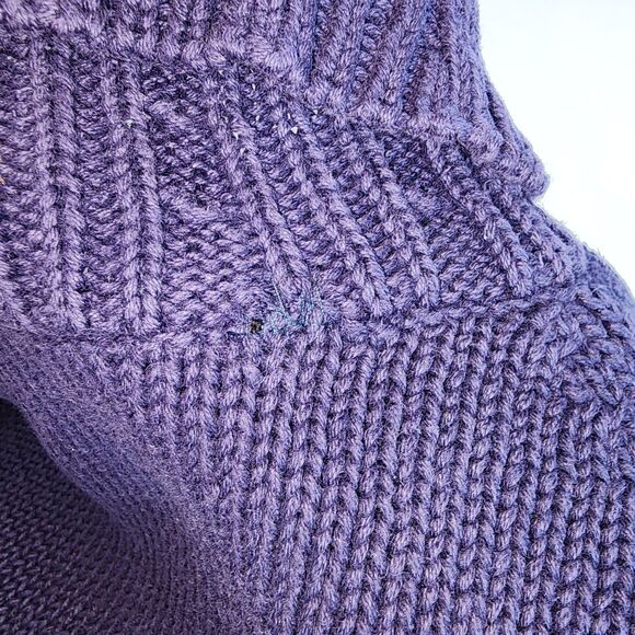 Vintage L.L. Bean Blue Chunky Knit Turtleneck Sweater Size L - Picture 5 of 7